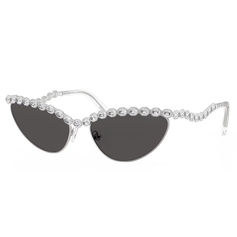 Swarovski SK 7030 400187 Silver Metal Cat-Eye Sunglasses Grey Lens